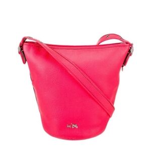 Coach Vibrant Pink Pebbled Leather Crossbody Bucket Bag